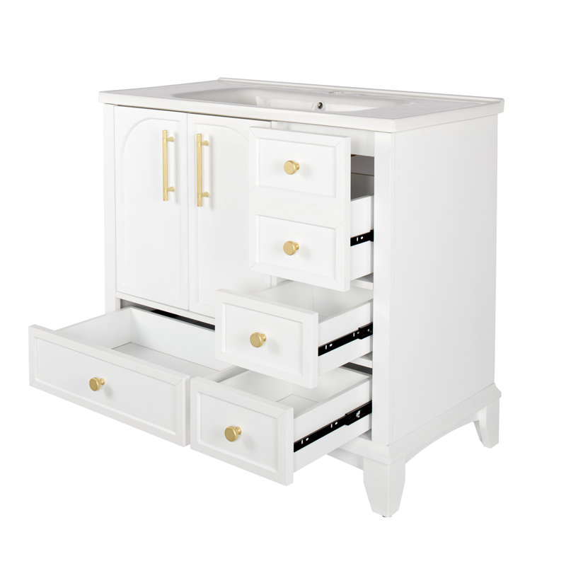 Meuble-lavabo moderne 36 "avec lavabo, Blanc