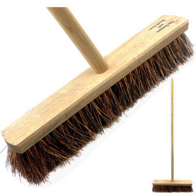 18" Outdoor Broom Heavy Duty Stiff Yard Brush and Handle