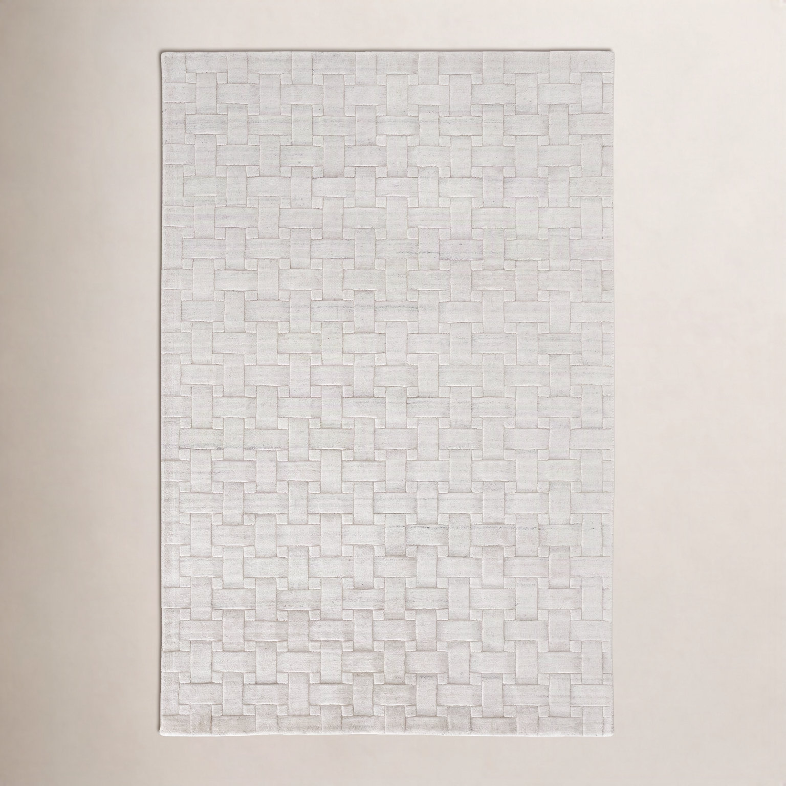 Shanta White Hand-Woven Geometric Viscose Rug, Rectangle 3'6" x 5'6"