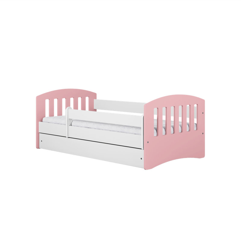 Hermes Drawer Convertible Bed and Mattress, European Toddler (80 x 160cm), Dusty Pink