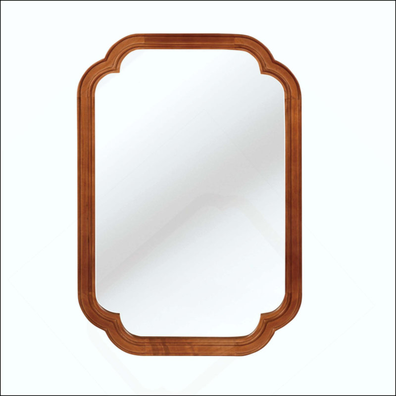 Miroir de coin décoratif en bois massif, 30" x 20", Yellow Brown