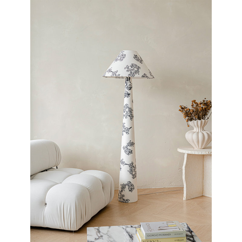 French Vintage-Style Iron & Fabric Floor Lamp