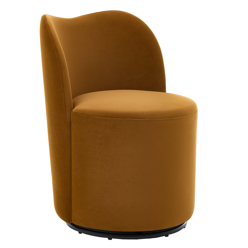 Chaise de salle à manger rembourrée et pivotante avec dossier incurvé et moderne bâton, Camel Performance Velvet
