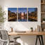 «Modern Canal City at Dusk with Palm Trees», ensemble de 3 impressions sur toile-131253240