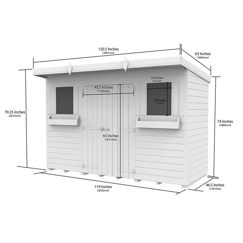10ft x 4ft Pent Summer Shed