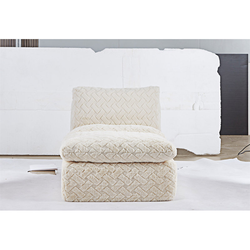 Compression Sofa Chair With Ottoman, White