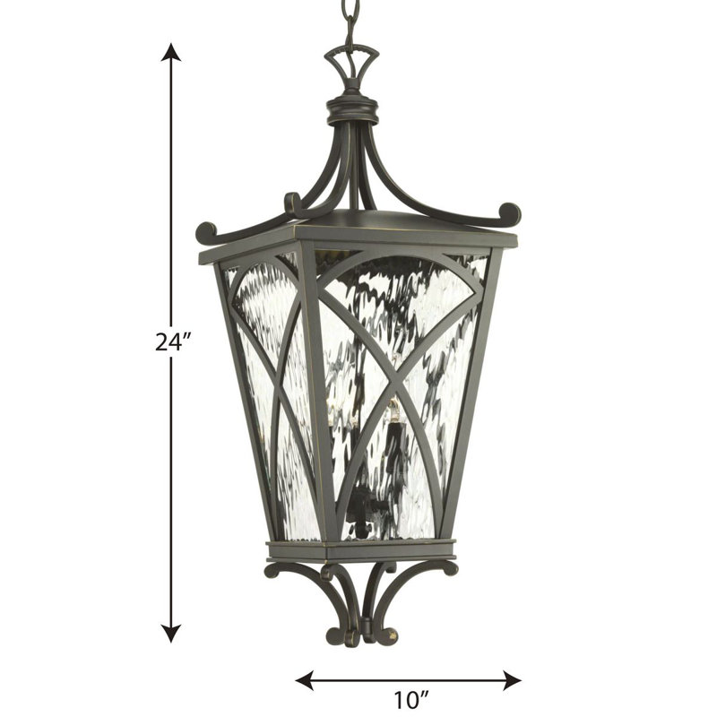 Cadence Elegance 24" Bronze Outdoor Hanging Lantern with Clear Water Glass