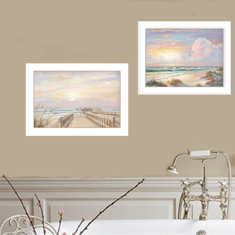 «Sunrise-Sunset», ensemble de 2 encadrements muraux encadrés pour le salon et la maison par Georgia Janisse