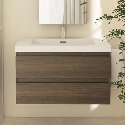 36 po X P 20 po P x 22 po Meuble-lavabo flottant simple H avec plateau en résine blanc brillant