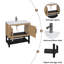 Meuble-lavabo 32 po avec lavabo en céramique et robinet d'eau chaude et froide, armoire de salle de bain autoportante avec 2 portes de rangement et tablette ouverte en fer pour la salle de bain-1238172522