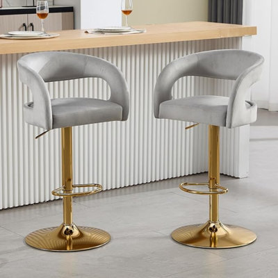 Swivel Upholstered Adjustable Height Counter Stool with Metal Frame