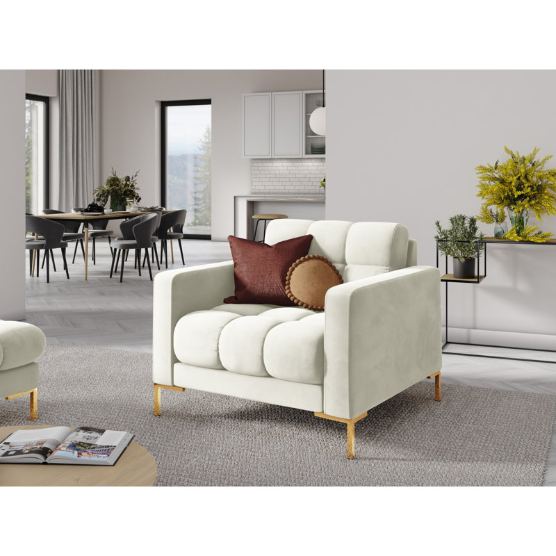 Adoraim Upholstered Armchair, Light Beige, Gold