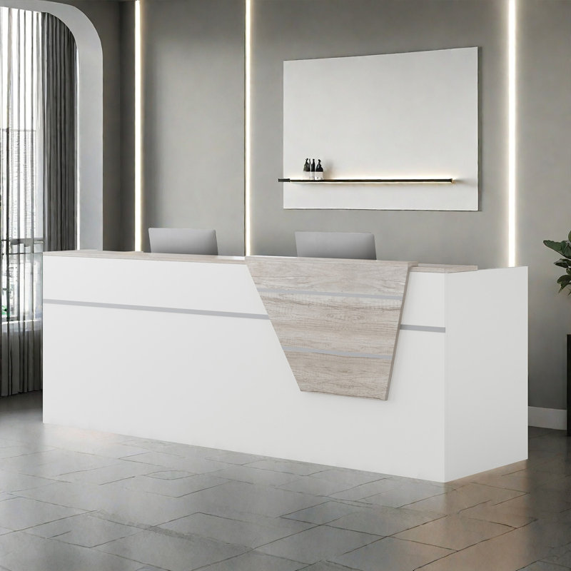 78.74-Inch Vintage Front Desk with Lockable Drawers, Perfect for Reception or Computer Use
