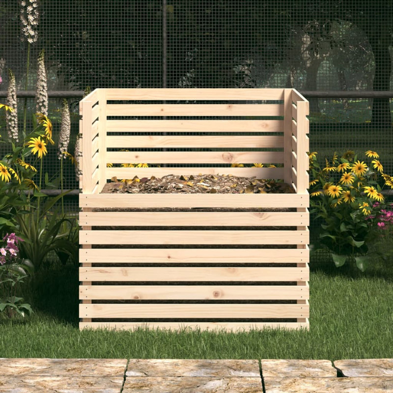 Ansar Solid Wood Stationary Composter, 80 x 80 x 78 cm, Brown