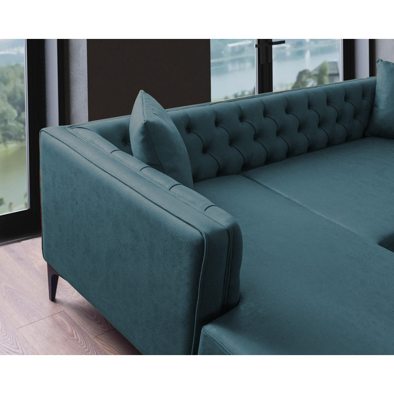 Chealsie Upholstered Sectional, Torquoise