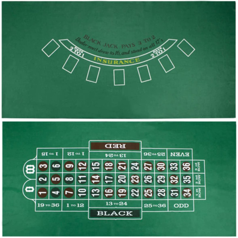 Tapis de jeu GSE 36 po x 72 po GSE, roulette de style Las Vegas Black Jack et roulette avec instructions