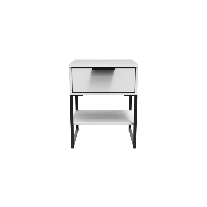 Diego 58 cm W Bedside Table, White/Black