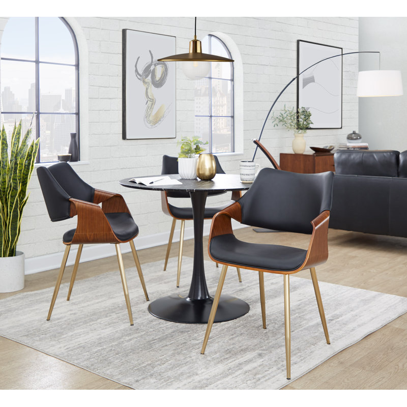 Chaises de salle à manger contemporaines avec similicuir rembourré et pieds en métal - ensemble de 2