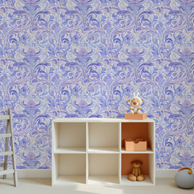 Papier peint adhésif peler et coller en PVC, revêtement mural auto-adhésif amovible avec imprimé damassé ornemental rétro, imperméable pour la décoration intérieure - rouleau