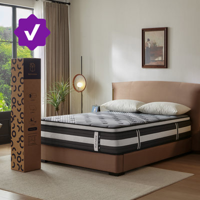 Twin 14 Inch Hybrid Mattress in a box, Medium-Plush Euro Top, ActiveCool Gel Memory Foam for Pressure Relief & Motion Isolation, Fiberglass-Free, CertiPUR-US Certified,Shadow 110-Night Trial