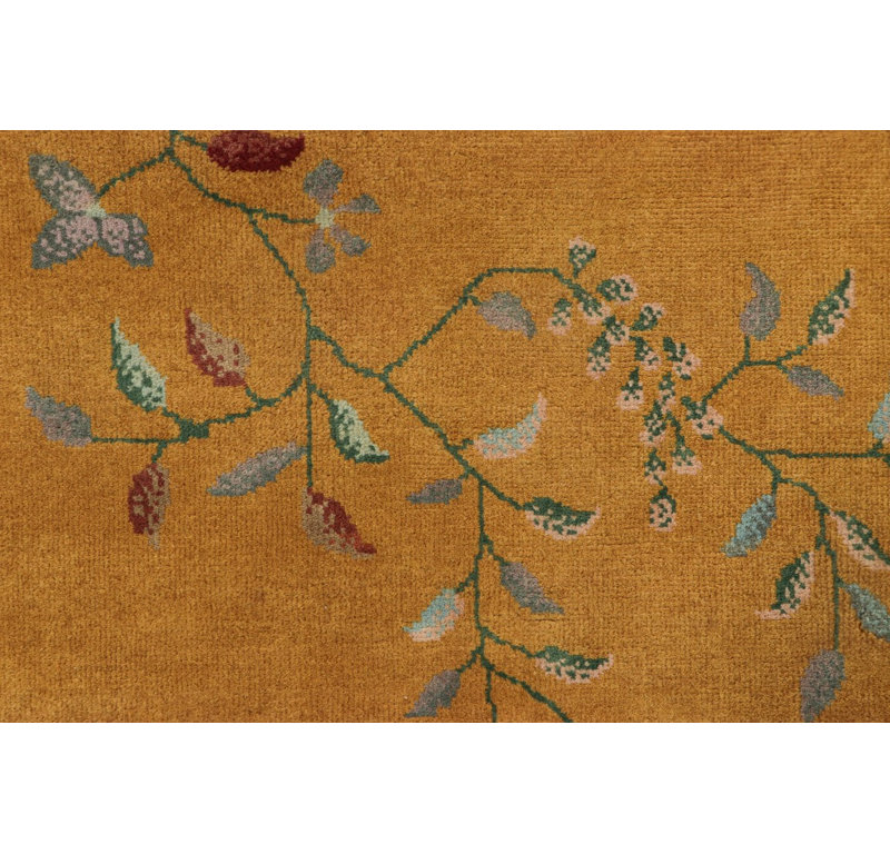 Art Deco Handmade Kilim Wool Floral Area Rug, Rectangle 6' x 9'