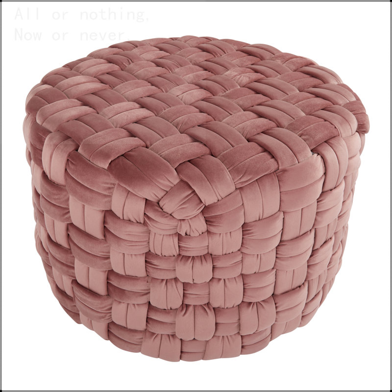 Repose-pieds rond 24 po en velours, Rose
