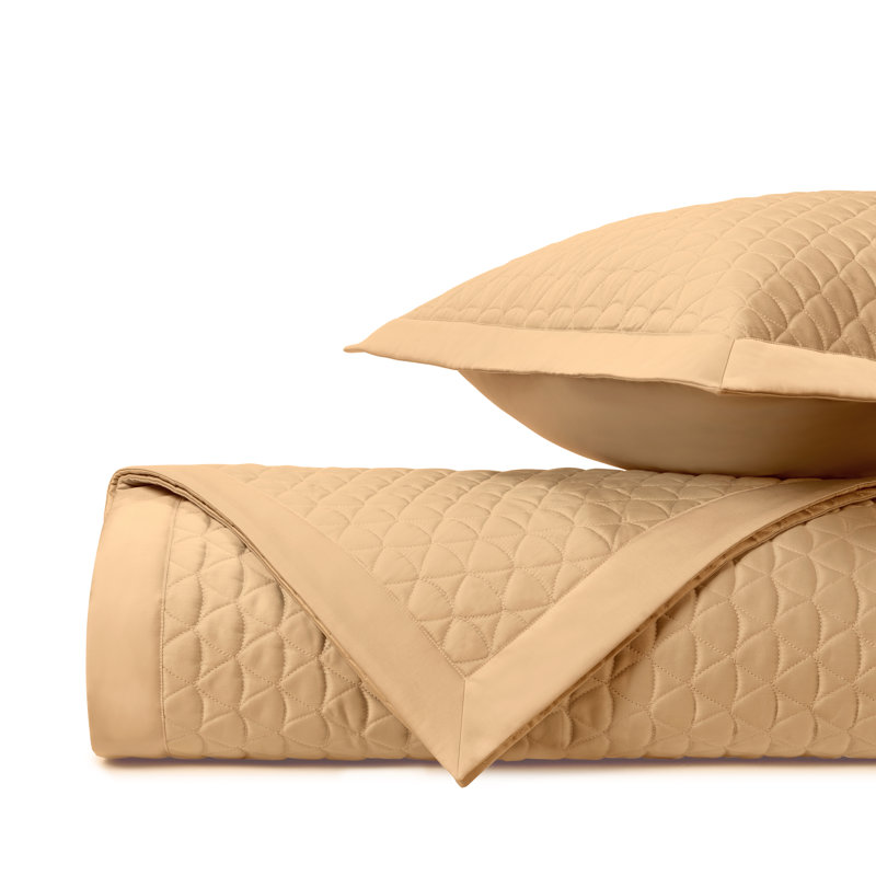 Anastasia Quilted Sateen Coverlet Set, Gold, King Coverlet/Bedspread + 2 Shams