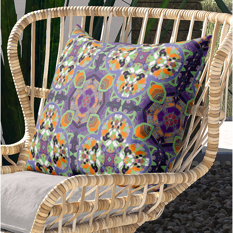 Housse de coussin carré et insert, 18" x 18", Mauve/vert