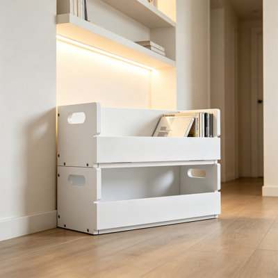 Ensemble de 2 boîtes de rangement en bois avec poignées, pouvant contenir 36 CD chacune