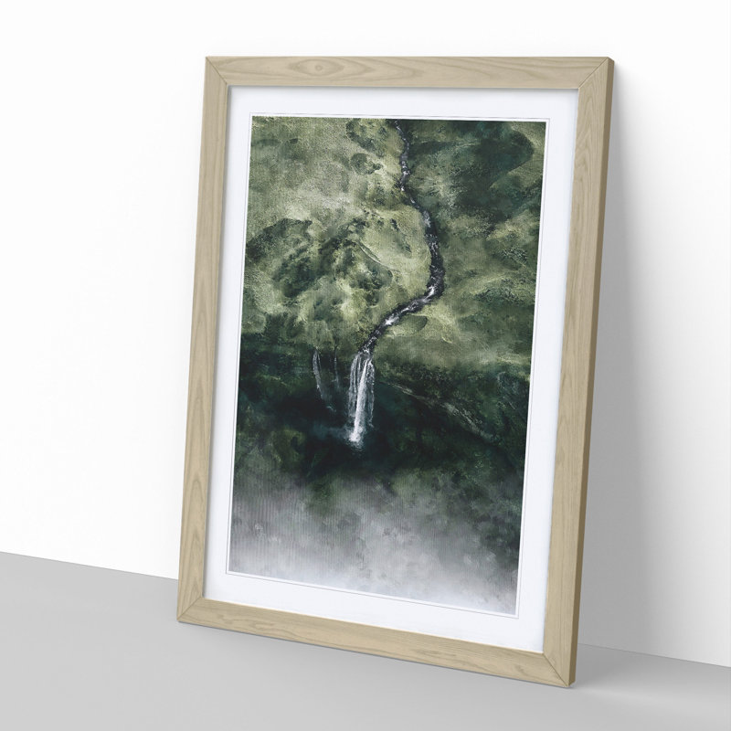Waterfall View - Picture Frame Graphic Art, 48cm H x 36cm W x 2cm D, Oak