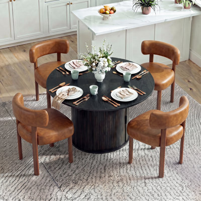 Ensemble de table et de chaises de salle à manger extensibles modernes pour 4 à 6 personnes avec rangement dissimulé