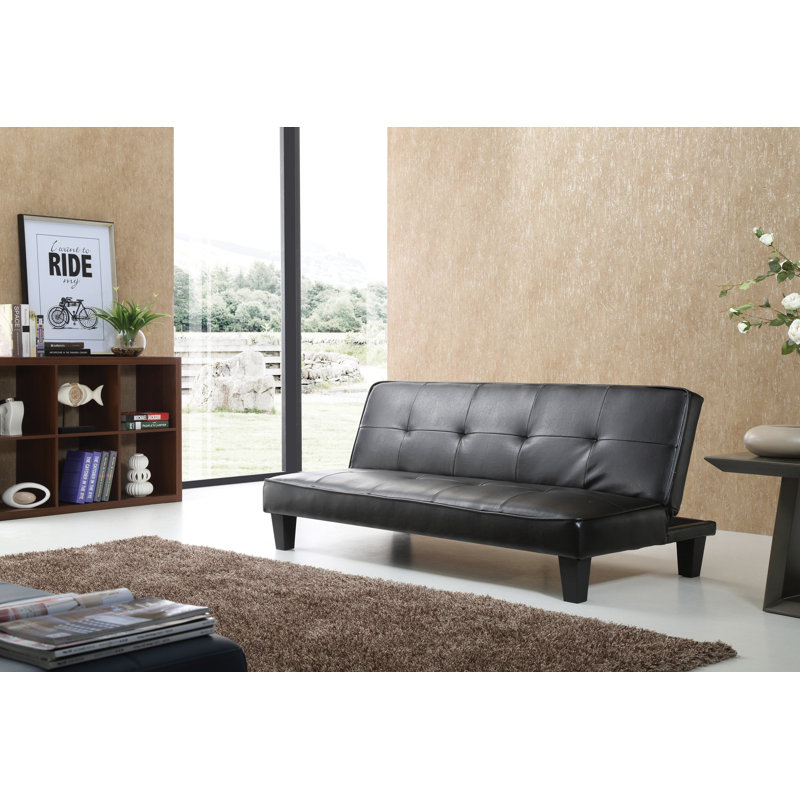 Viren 67.13'' Sleeper, Black Faux Leather