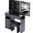 37" Middle Size Left Bedside Cabinet Vanity Table + Cushioned Stool Dresser Set, 2 Ac+2 Usb Socket, Hair Dryer Stand, Large Touch Control Led Sliding Mirror, 3-Color Switch, Epa, Gcc, Ul Certificate