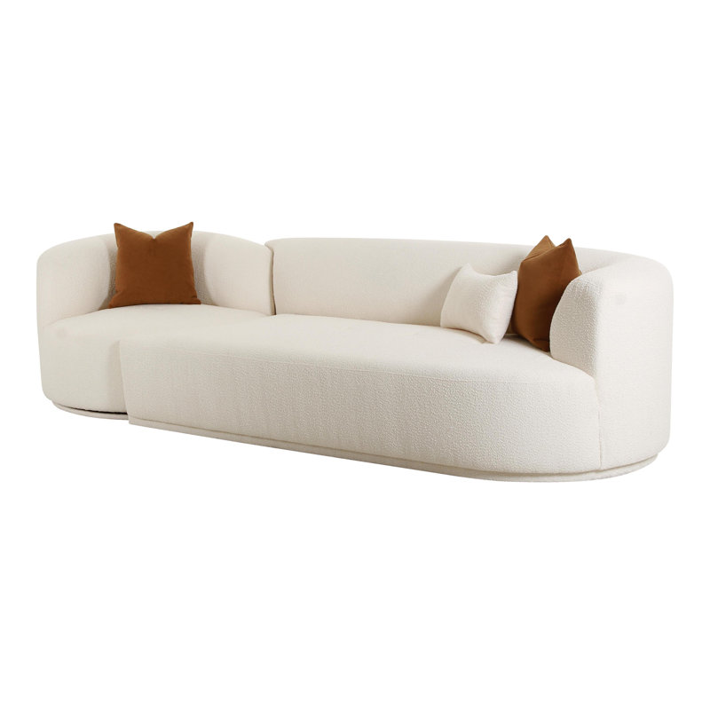 Tov Furniture Fickle Cream Boucle 2-Piece Modular RAF Sofa, Cream Boucle