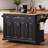 54Inch Large Kitchen Island With Rubber Wood Drop Leaf, Embossed Texture Rolling Kitchen Cart On 4 Wheels With 4 Doors And 3 Drawers, Kitchen Island With Storage For Kitchen, Dining Room,Black-266677837