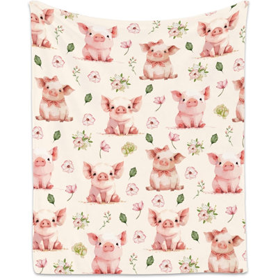 Pig Blanket, Cute Soft Throw Gifts for Grils Teens, Cozy Flannel Throw Blankets for Couch Office, 60"x50"