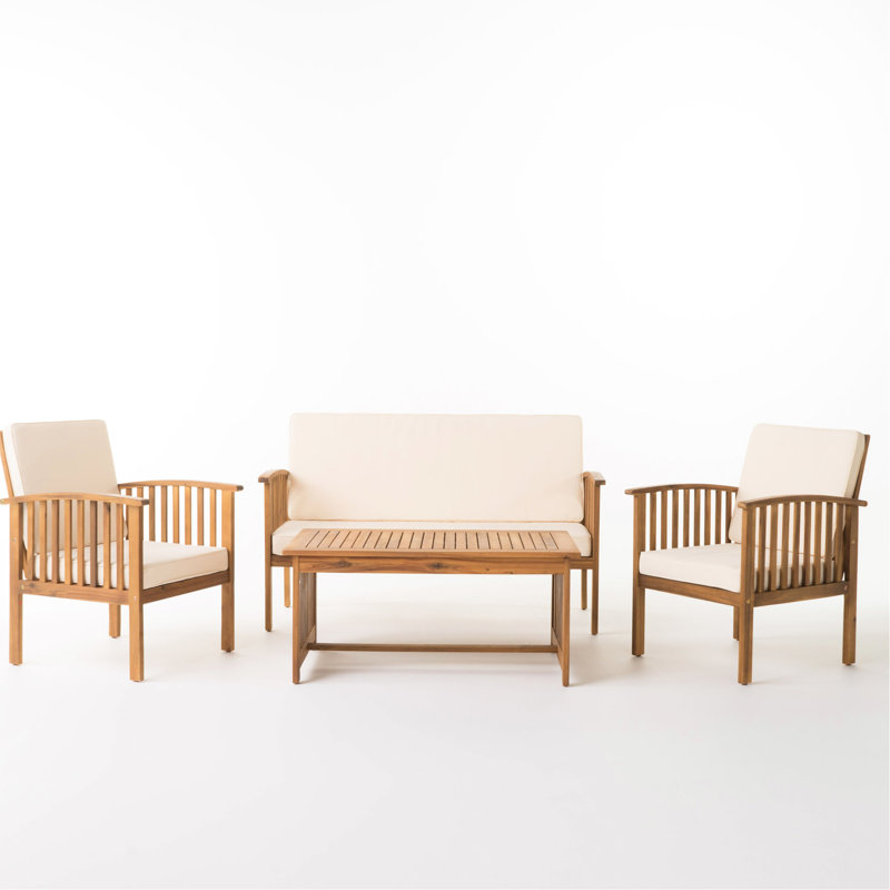 Ensemble de meubles de patio 4 pièces, Brun