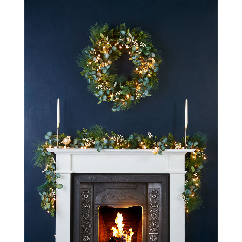 Faux Lighted Spruce 10.16cm Wreath