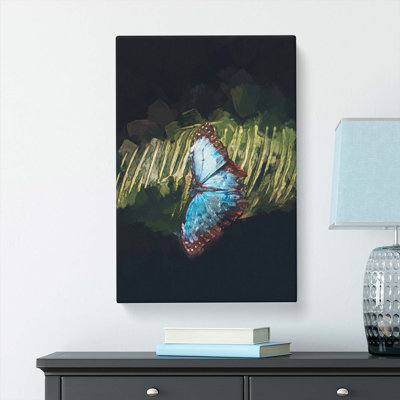 Blue Butterfly in Abstract - Wrapped Canvas