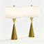 Ensemble de 2 lampes de table en forme de sablier, fini or brossé, 71 cm de hauteur, avec port USB et abat-jour cylindrique blanc, pour chambre ou salon.