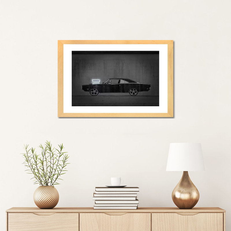 Impression d’art graphique « charger » par octave Mielu, Blanc, H 16 po x l 24 po x P 1 po, Papier bois naturel