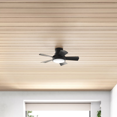Vox 5 - Blade Indoor/Outdoor Smart Flush Mount Ceiling Fan with Remote Control and LED Light Kit, Works With Alexa and iOS or Android App