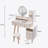 Vanity Table + Cushioned Stool, Touch Control LED Mirror, Large Capacity Storage Cabinet, 5 Drawers, Fashionable Makeup Furniture, Length Adjustable