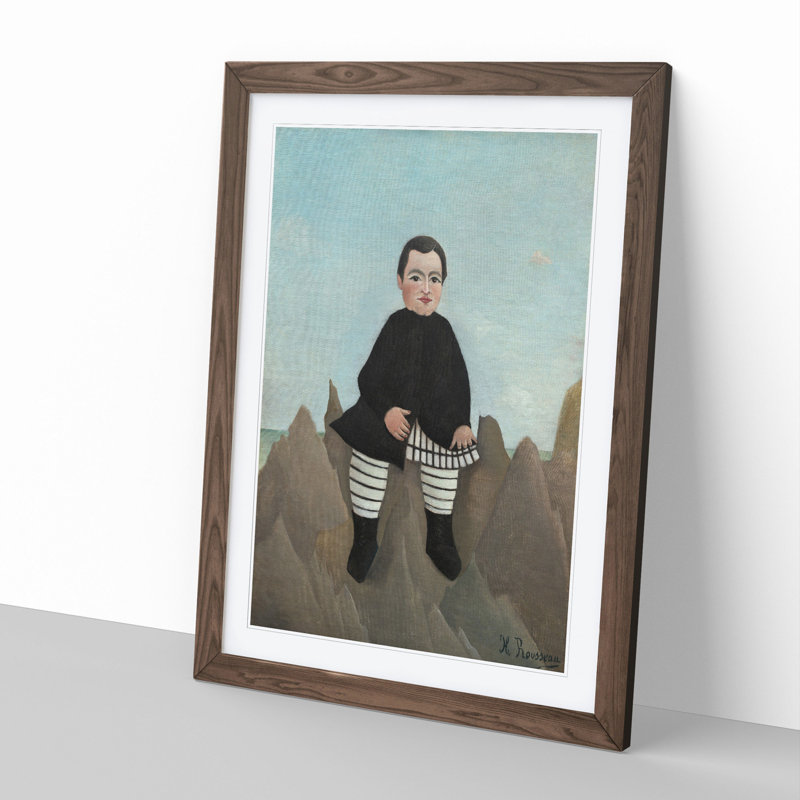 Boy on the Rocks by Henri Rousseau - Picture Frame Painting, Walnut, 65cm H x 48cm W x 2cm D