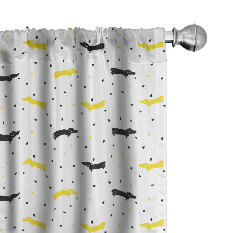 Dachshund Geometric Semi-Sheer Rod Pocket Curtain Panels, 28" W x 95" L