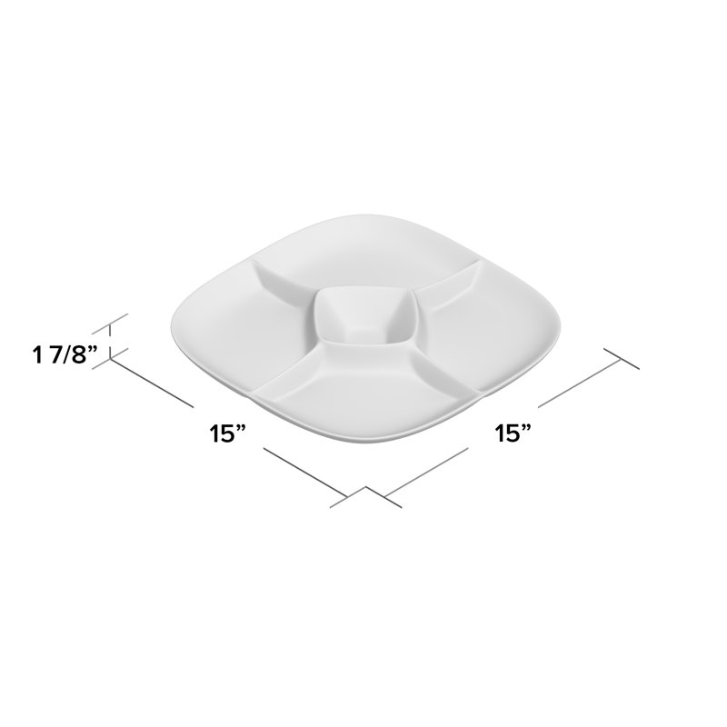 Plat de service divisé en mélamine Willsboro, Blanc