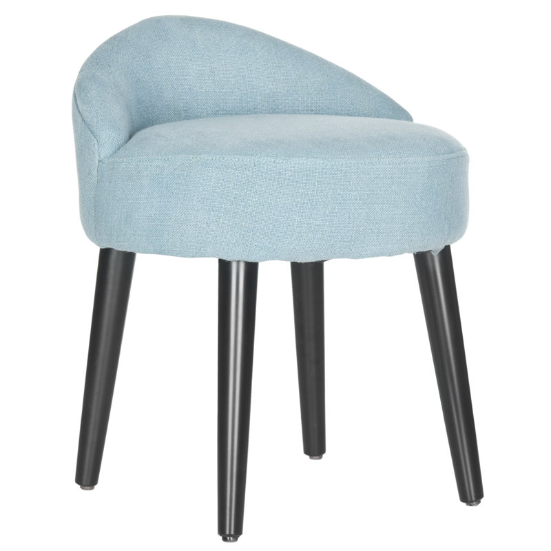 Vanity Solid Wood Accent Stool, Light Blue