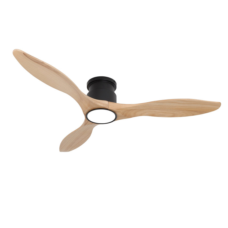 52 Inch Natural Log Recessed Mount Ceiling Fan Light, 22 Watt Tri-Colour Dimmable with Remote Control and Silent DC Motor, suitable for a wide range of indoor locations such as bedrooms, kitchens, offices and dining rooms