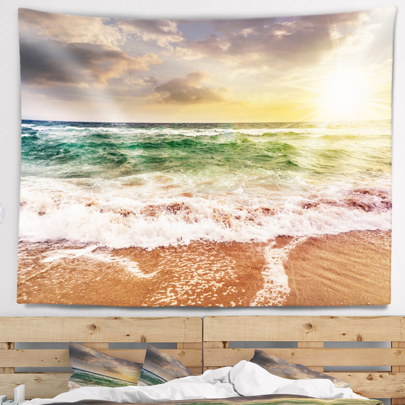 Tapisserie sandy beach délavée par les vagues, H 78 po x l 92 po