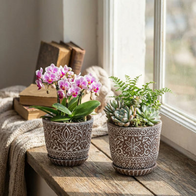 6 Inch Ceramic Planter, Plant Pot With Drainage Holes And Saucers For Indoor Plants, Small Flower Pot, Birthday For Women Mom